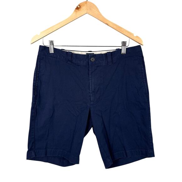 J. Crew Chino Shorts Men’s Size 32 Navy Blue 9” Inseam Preppy Casual Flat Front - Picture 1 of 8